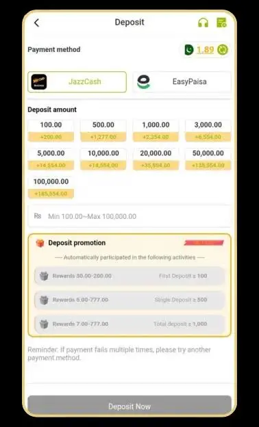 VH777 Deposit